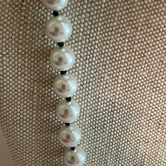 Swarovski Opera Crystal Pearl Necklace Hand Knotted In Black No Clasp Classic - Picture 7 of 9